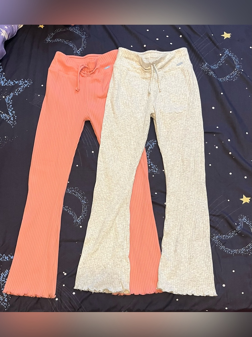 Girls Sz 7/8 Justice Ribbed Flare Pants Bundle of 2 Pink & Gray